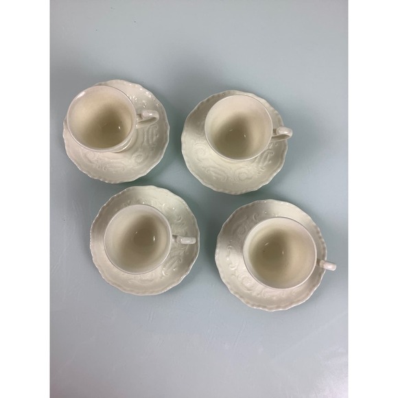 Vintage Steubenville Adam Antique Demitasse cup & saucer set of 4 - Picture 5 of 12